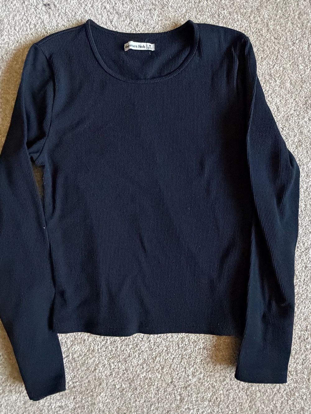 Abercrombie & Fitch Black Ribbed Long-Sleeve Tee